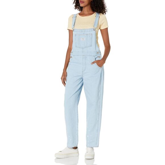 Levi's Women's Vintage Overalls Blue light Wash Stone Shadow Design SZ L: NWT - Picture 1 of 16